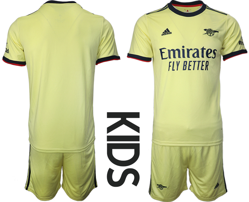 Youth 2021-2022 Club Arsenal away light yellow blank Soccer Jersey->chelsea jersey->Soccer Club Jersey